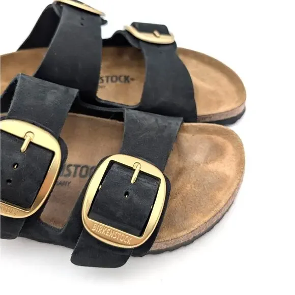 Birkenstock Arizona Big Buckle Nubuck Sandals Unisex Black Size USW6/M4 EU37 - Picture 9 of 12